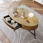 47.2 Coffee Table with Storage, Oval Center Table for Living Room