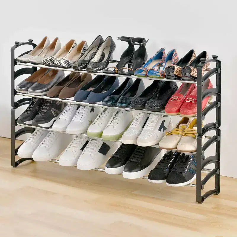 20-Pair 4-Tier Expandable Stackable Shoe Rack Organizer