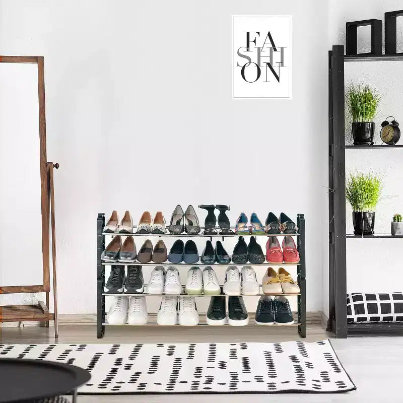 20-Pair 4-Tier Expandable Stackable Shoe Rack Organizer