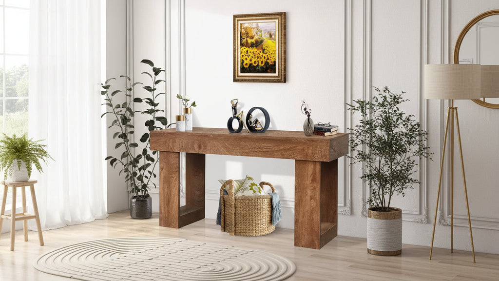 63 Inch Wood Console Table for Entryway, Rectangular Sofa Table Behind The Couch, Modern Farmhouse Console Tables for Entrance, Hallway, Living Room