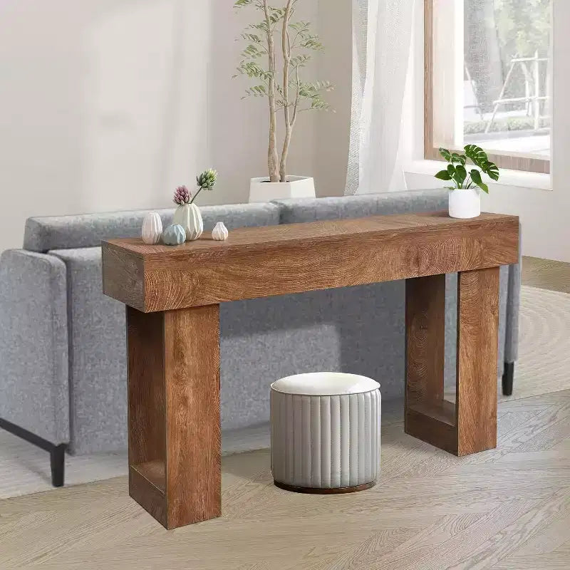 Consolle in legno da 63 pollici per ingresso, Tavolo rettangolare da divano dietro il divano, Consolle moderne in stile rustico per ingresso, corridoio, soggiorno