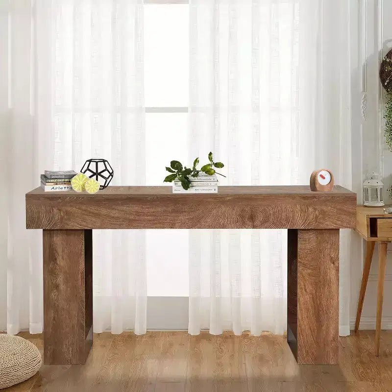 Consolle in legno da 63 pollici per ingresso, Tavolo rettangolare da divano dietro il divano, Consolle moderne in stile rustico per ingresso, corridoio, soggiorno