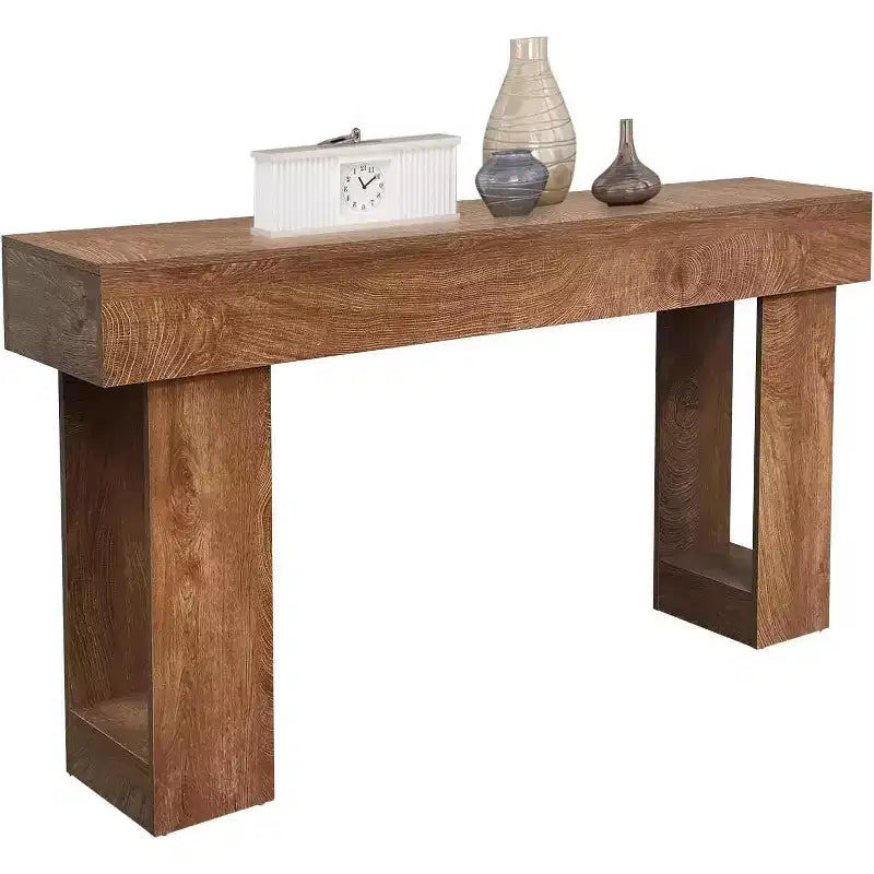 Consolle in legno da 63 pollici per ingresso, Tavolo rettangolare da divano dietro il divano, Consolle moderne in stile rustico per ingresso, corridoio, soggiorno