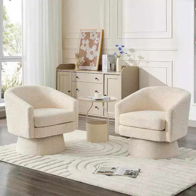 360 Swivel Barrel Chair with Lumbar Support, Modern Accent Armchair with Chenille Upholstery for Living Room, Bedroom, and Office
