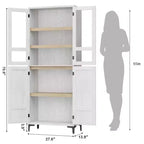 Armadio pensile alto 180 cm, dispensa da cucina, mobiletto da bagno a 5 ripiani con 4 ante e ripiani regolabili per cucina, sala da pranzo, bagno