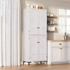 Armadio pensile alto 180 cm, dispensa da cucina, mobiletto da bagno a 5 ripiani con 4 ante e ripiani regolabili per cucina, sala da pranzo, bagno