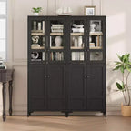 Armadio pensile alto 180 cm, dispensa da cucina, mobiletto da bagno a 5 ripiani con 4 ante e ripiani regolabili per cucina, sala da pranzo, bagno