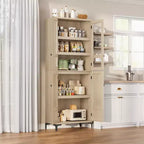 Armadio pensile alto 180 cm, dispensa da cucina, mobiletto da bagno a 5 ripiani con 4 ante e ripiani regolabili per cucina, sala da pranzo, bagno