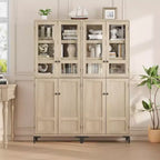 Armadio pensile alto 180 cm, dispensa da cucina, mobiletto da bagno a 5 ripiani con 4 ante e ripiani regolabili per cucina, sala da pranzo, bagno