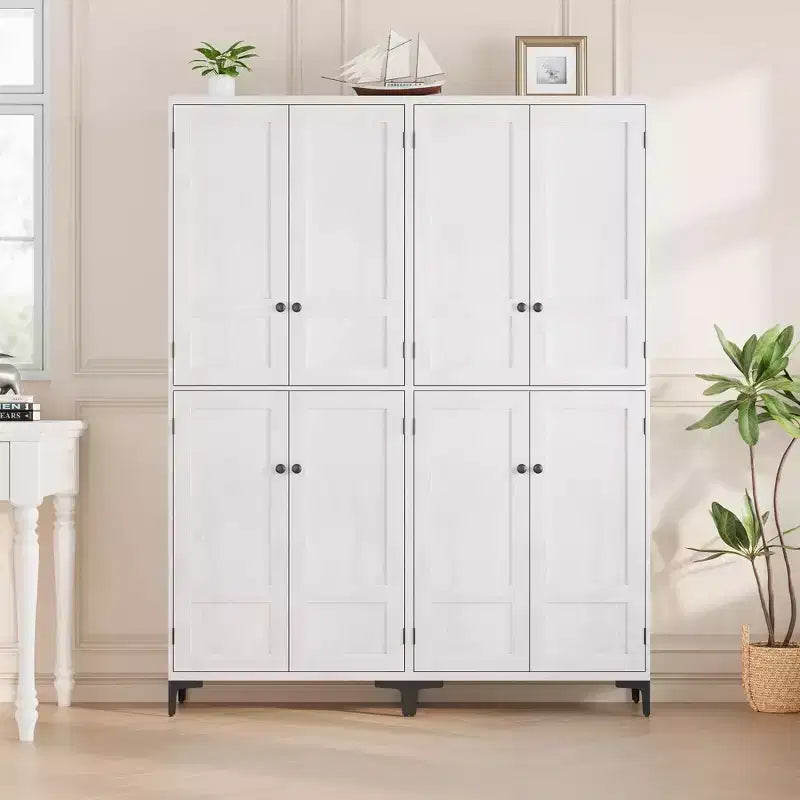 Armadio pensile alto 180 cm, dispensa da cucina, mobiletto da bagno a 5 ripiani con 4 ante e ripiani regolabili per cucina, sala da pranzo, bagno