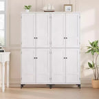 Armadio pensile alto 180 cm, dispensa da cucina, mobiletto da bagno a 5 ripiani con 4 ante e ripiani regolabili per cucina, sala da pranzo, bagno