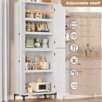 Armadio pensile alto 180 cm, dispensa da cucina, mobiletto da bagno a 5 ripiani con 4 ante e ripiani regolabili per cucina, sala da pranzo, bagno