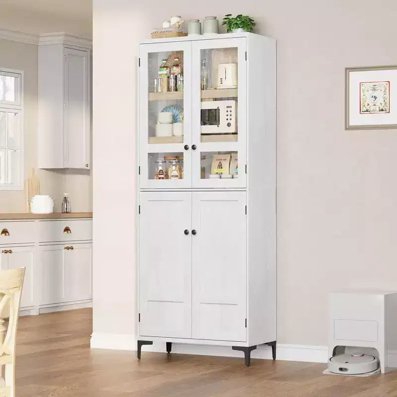 71 Inch Tall Storage Cabinet, Kitchen Pantry 5 Tier Bathroom Cabinet with 4 Doors Adjustable Shelves for Kitchen, Dining Room, Bathroom