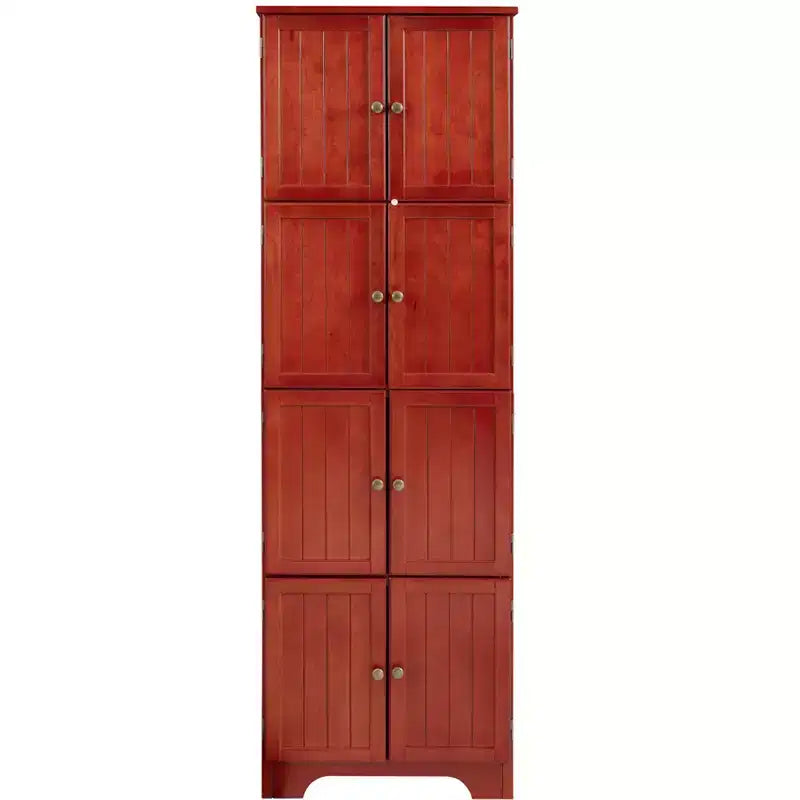Mobile Alto da Fattoria con 8 Ante, Dispensa da Cucina in Legno da 183 cm con 4 Ripiani, Scaffale a 4 Livelli Autoportante, Scaffale per Soggiorno