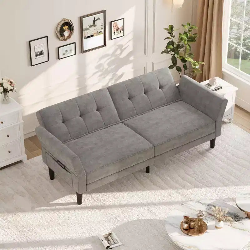 89 Divano letto futon, divano letto convertibile moderno con schienale e braccioli regolabili, divano a 3 posti