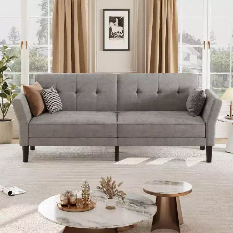 89 Divano letto futon, divano letto convertibile moderno con schienale e braccioli regolabili, divano a 3 posti