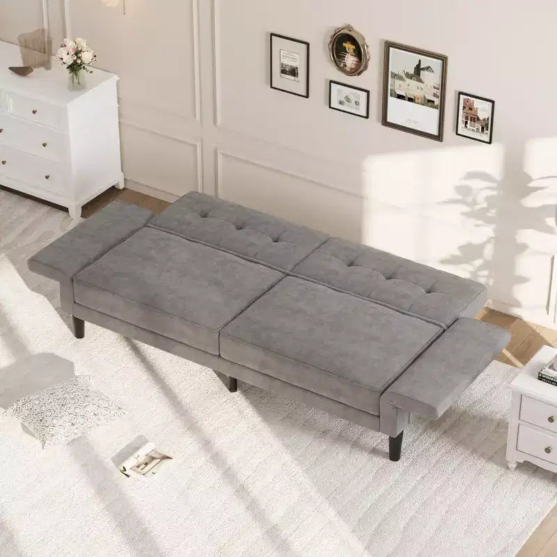89 Divano letto futon, divano letto convertibile moderno con schienale e braccioli regolabili, divano a 3 posti