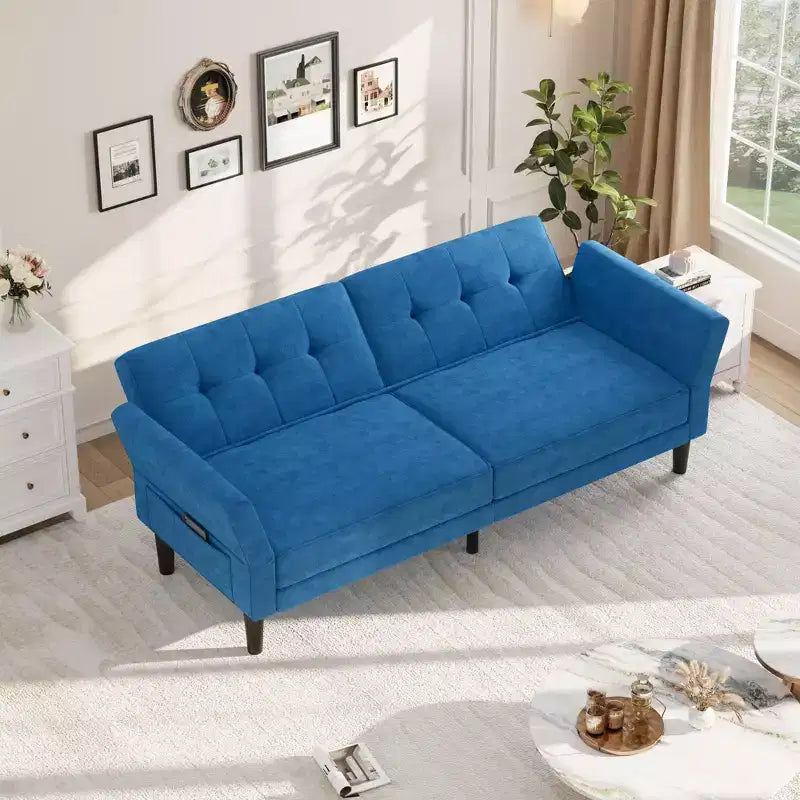 89 Divano letto futon, divano letto convertibile moderno con schienale e braccioli regolabili, divano a 3 posti