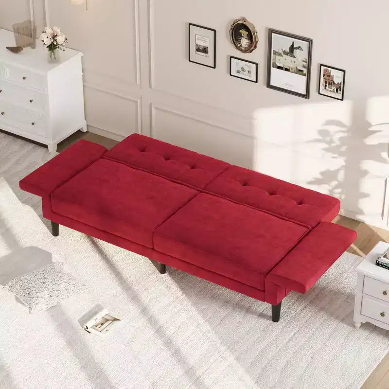 89 Divano letto futon, divano letto convertibile moderno con schienale e braccioli regolabili, divano a 3 posti