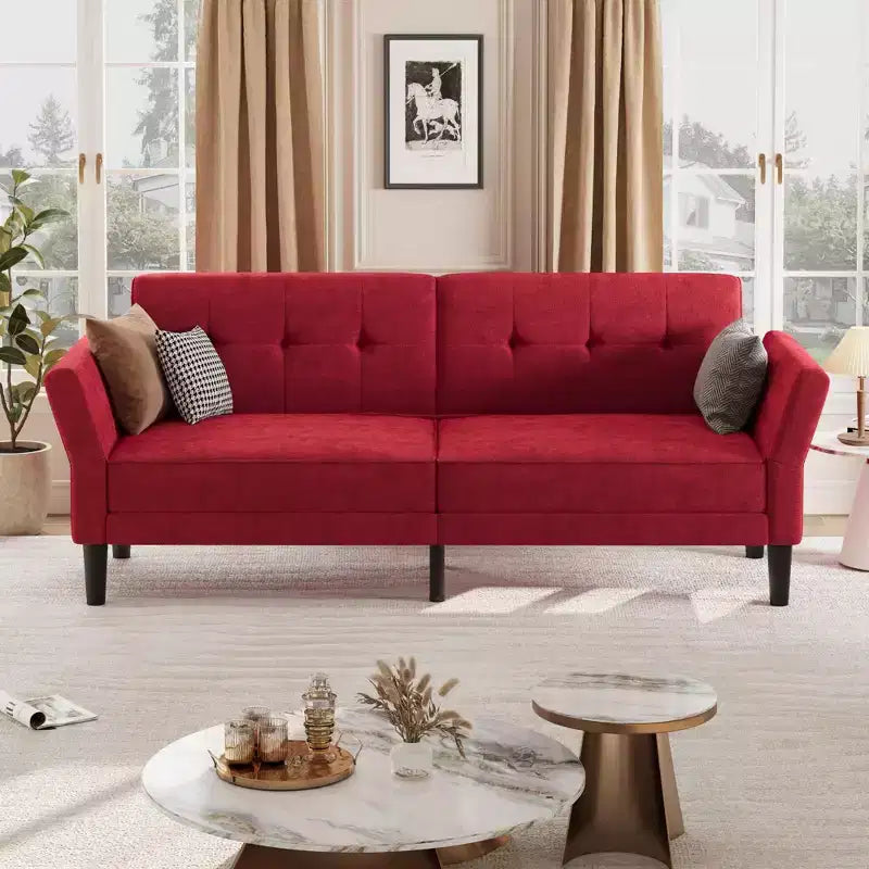 89 Divano letto futon, divano letto convertibile moderno con schienale e braccioli regolabili, divano a 3 posti