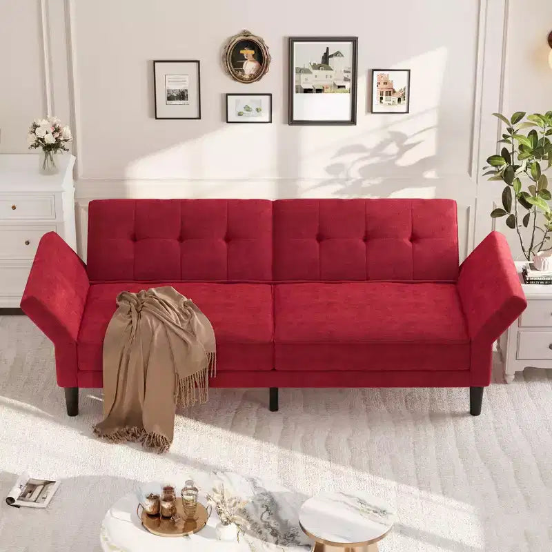 89 Divano letto futon, divano letto convertibile moderno con schienale e braccioli regolabili, divano a 3 posti