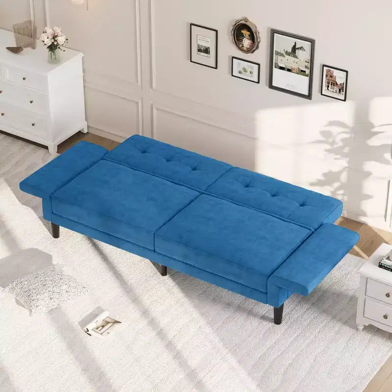 89 Divano letto futon, divano letto convertibile moderno con schienale e braccioli regolabili, divano a 3 posti