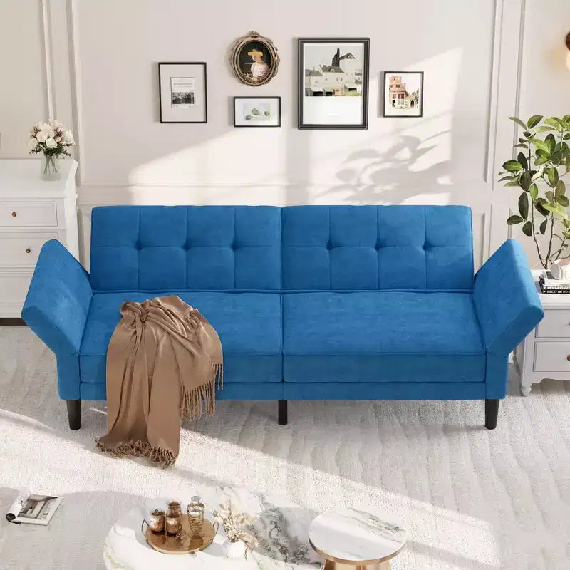 89 Divano letto futon, divano letto convertibile moderno con schienale e braccioli regolabili, divano a 3 posti
