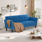 89 Futon Sofa Bed, Modern Convertible Sleeper Couch with Adjustable Backrest and Armrests, 3 Seater Sofa
