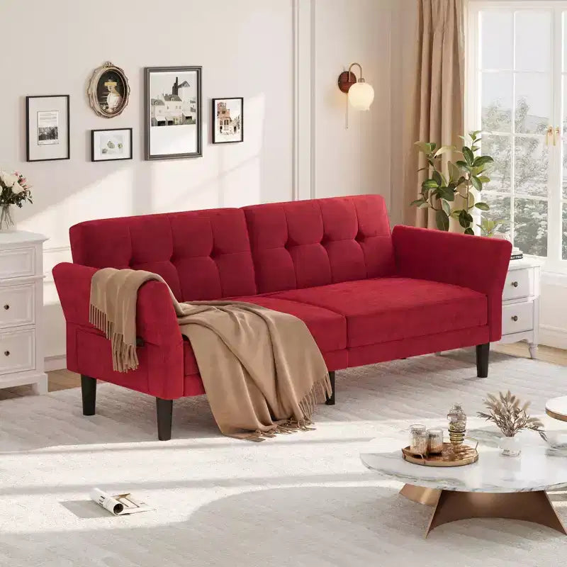 89 Divano letto futon, divano letto convertibile moderno con schienale e braccioli regolabili, divano a 3 posti