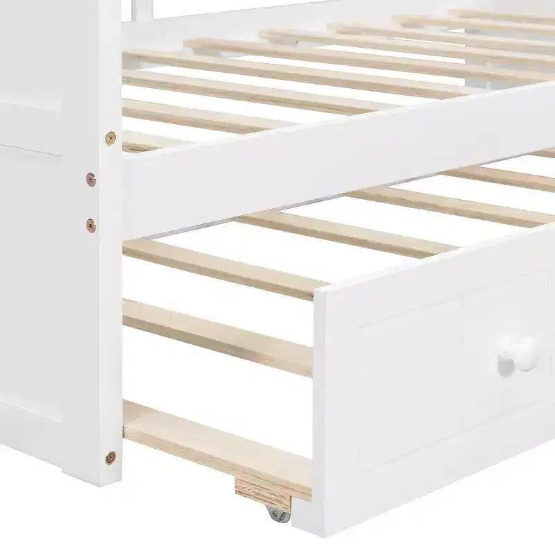 Letto a Baldacchino con Rete Estraibile, Struttura in Legno Salvaspazio per Camera da Letto.