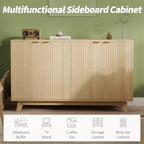 Credenza moderna scanalata con ante e ripiani regolabili, mobile buffet in legno da 140 cm per soggiorno, sala da pranzo, ingresso
