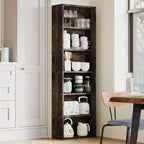 6-Tier Tall Bookcase for Office or Home Industrial Rustic Bookshelf, Modern Slim Storage Shelf, Sturdy Organizer for Living Room, Bedroom, Library