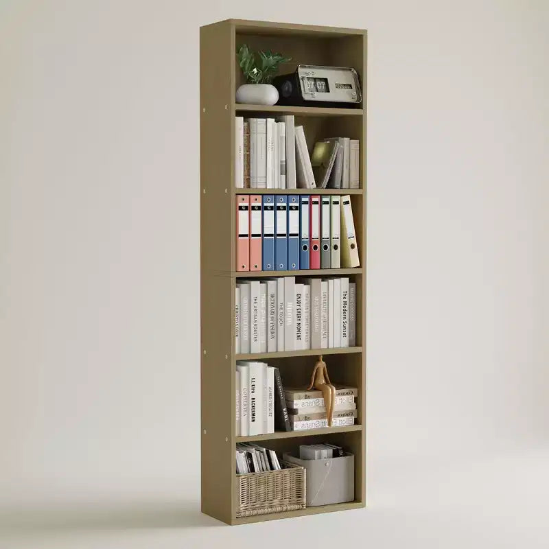 6-Tier Tall Bookcase for Office or Home  Industrial Rustic Bookshelf, Modern Slim Storage Shelf, Sturdy Organizer for Living Room, Bedroom, Library