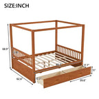 Struttura letto a baldacchino in legno con cassetti contenitore, matrimoniale/king size -