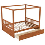 Struttura letto a baldacchino in legno con cassetti contenitore, matrimoniale/king size -