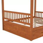 Struttura letto a baldacchino in legno con cassetti contenitore, matrimoniale/king size -