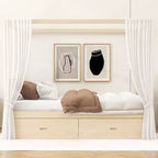 Struttura letto a baldacchino in legno con cassetti contenitore, matrimoniale/king size -