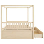 Struttura letto a baldacchino in legno con cassetti contenitore, matrimoniale/king size -