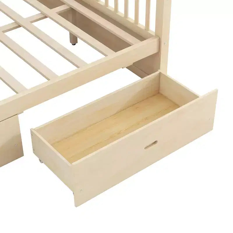 Struttura letto a baldacchino in legno con cassetti contenitore, matrimoniale/king size -