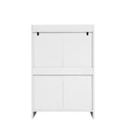 Comodino moderno a quattro cassetti in legno, cassetti senza maniglia, 100% impermeabile, struttura robusta, adatto per soggiorno, camera da letto, bianco
