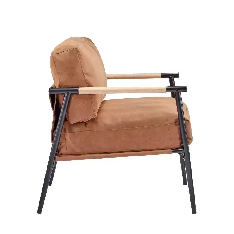Poltrona moderna da 70 cm con cuscini morbidi, struttura minimalista in metallo, per sedute accoglienti