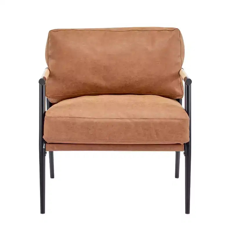 Poltrona moderna da 70 cm con cuscini morbidi, struttura minimalista in metallo, per sedute accoglienti