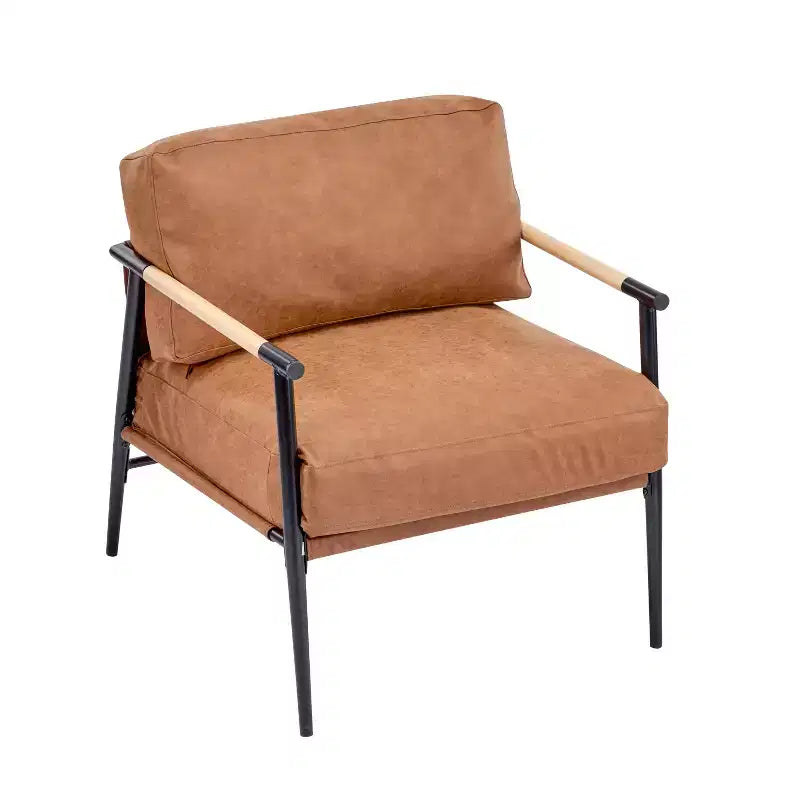 Poltrona moderna da 70 cm con cuscini morbidi, struttura minimalista in metallo, per sedute accoglienti