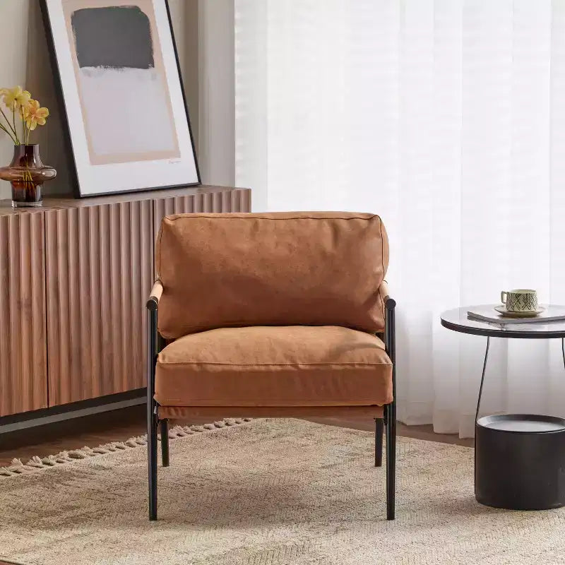 27.56-Inch Modern Accent Chair with Plush Cushions, Minimalist Metal Frame, for Cozy Seating