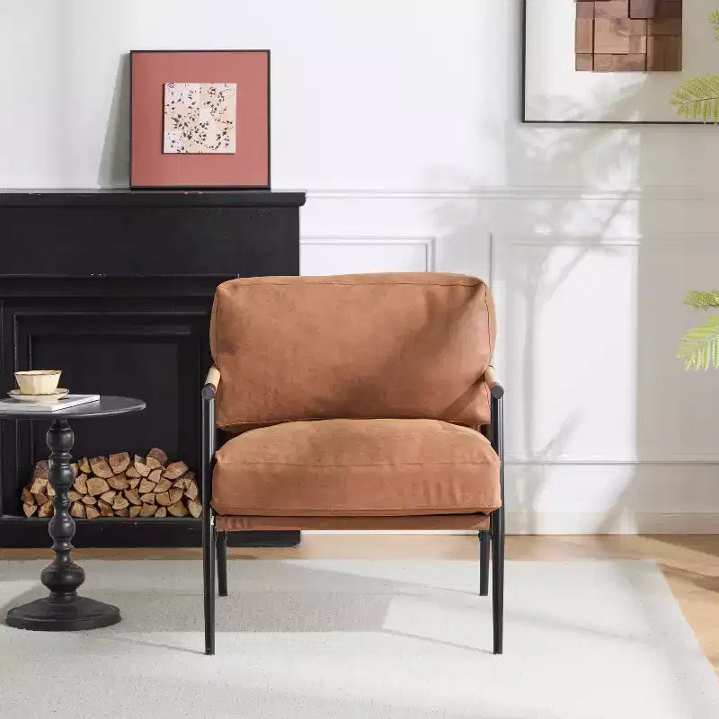 27.56-Inch Modern Accent Chair with Plush Cushions, Minimalist Metal Frame, for Cozy Seating