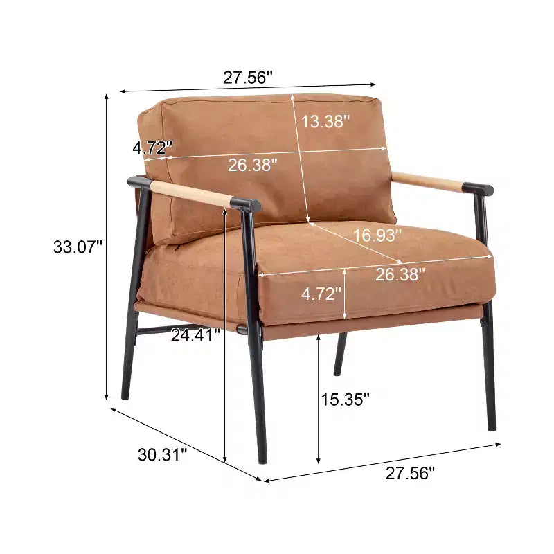 27.56-Inch Modern Accent Chair with Plush Cushions, Minimalist Metal Frame, for Cozy Seating