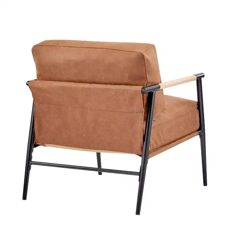 Poltrona moderna da 70 cm con cuscini morbidi, struttura minimalista in metallo, per sedute accoglienti