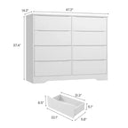 Cassettiera in legno con 8 cassetti, Armadio alto moderno con cassetti capienti, Cassettiera grande con piano largo, Cassettiera lunga