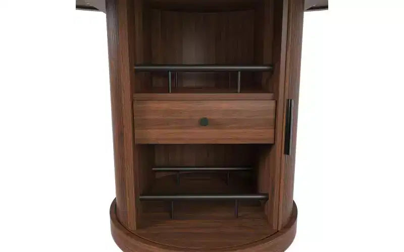 Tavolo da pranzo ovale allungabile da 150 cm con due ripiani, posti per 4-6 persone, base inclusa, adatto per sale da pranzo e soggiorni, noce