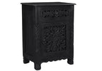 30 Black Solid Wood Distressed One Drawer Nightstand